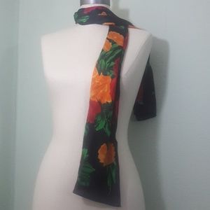 Echo floral silk scarf flower poppy rose red green